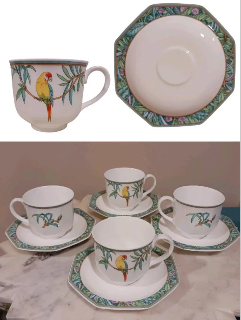 Heinrich Villeroy & Boch 8-PC Amazona Tea Cup & Saucer Set